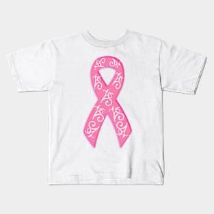 Breast Cancer Awareness Ribbon With Filigree Kids T-Shirt